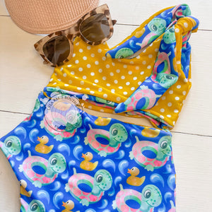 Rubber Ducky Reversible 2 Piece Baby Girl Swimsuit