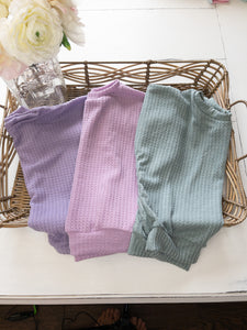 Fall Baby Sweaters Options Sage, Lilac, and Lavender
