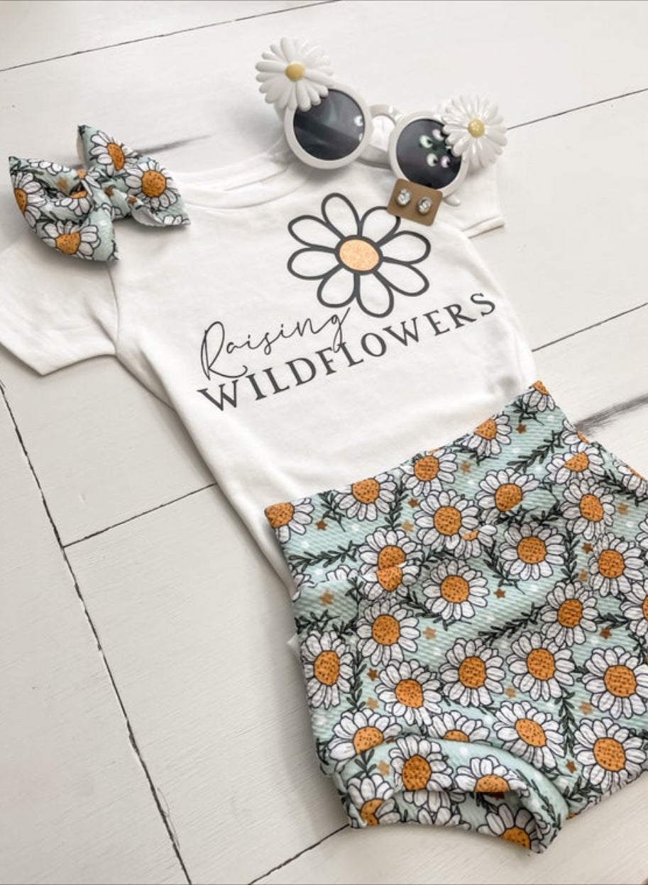 Raising Wildflowers Onesie/T-Shirt Bummie and Earrings