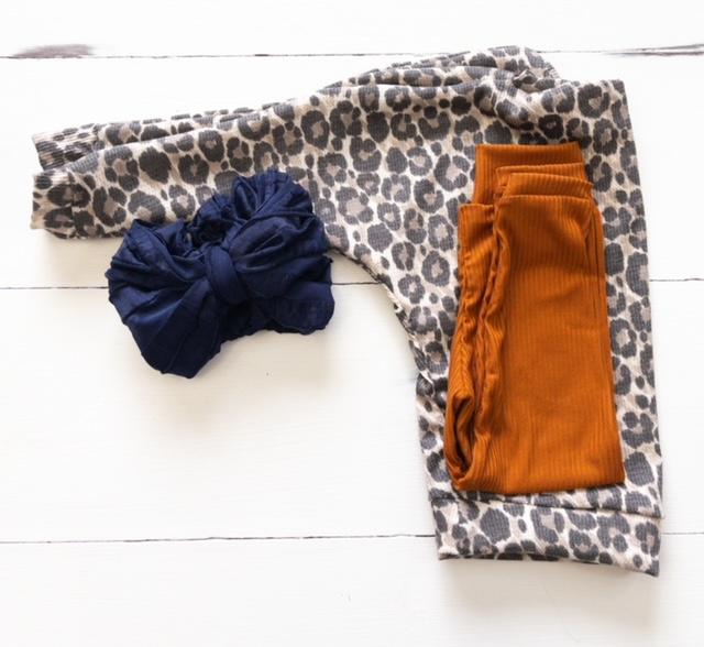 Rust and Leopard Baby Girl Outfit