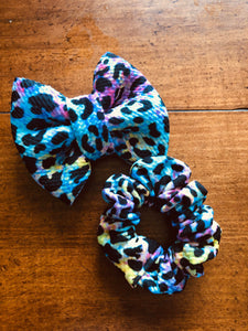 Leopard Print Bow and Mom matching Scrunchie