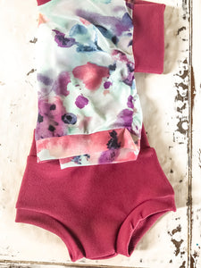 Perfectly Plum Watercolor Dolman And Bummie Outfit