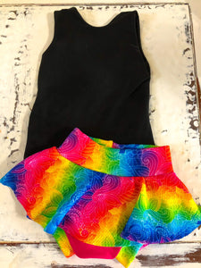 Beautiful Rainbow Doodle Skirted Bummie Set