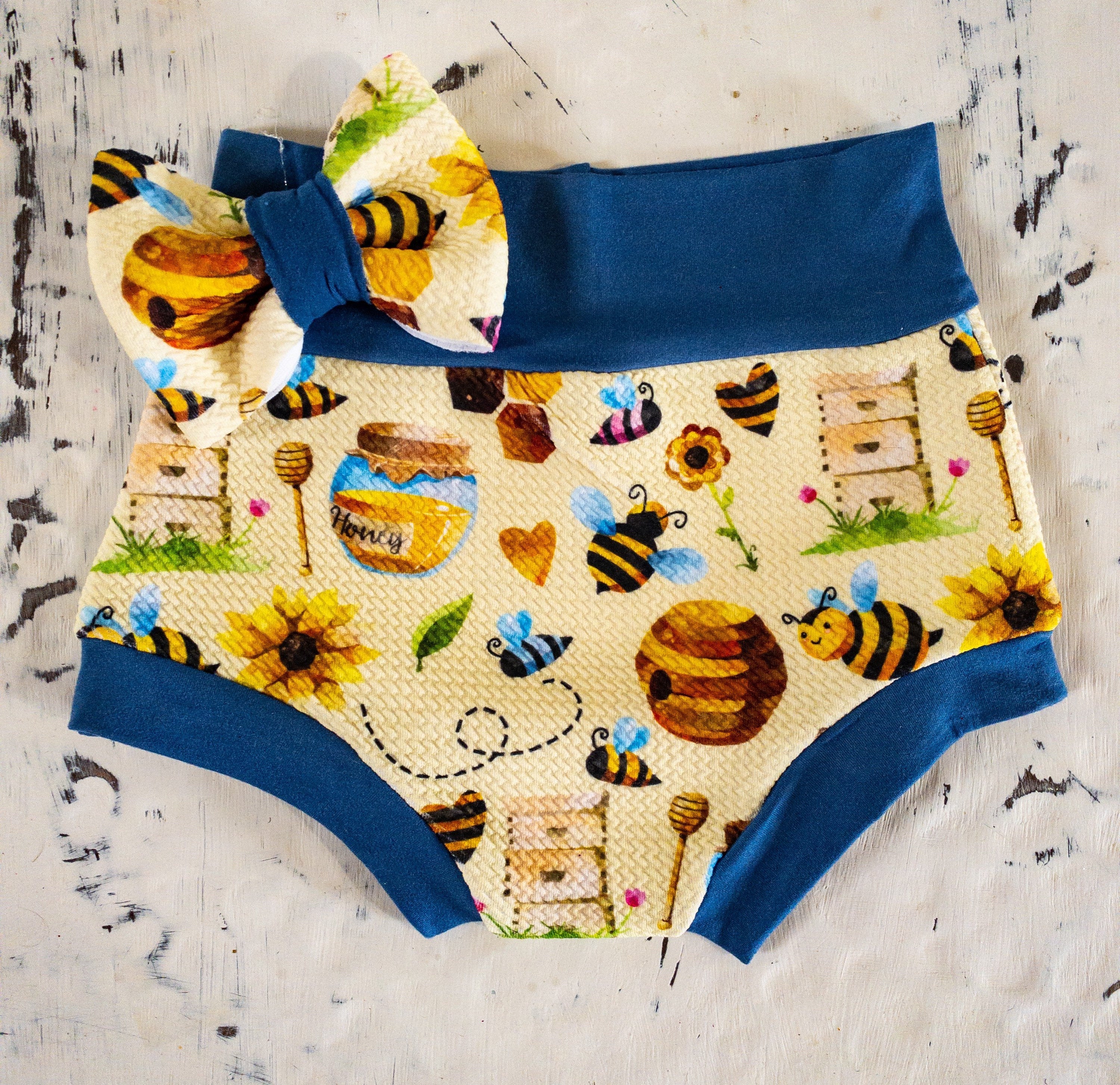 Honey Bee Blue Baby Bummie Set