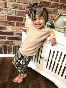 Baby Girl Snakeskin Leggings and Taupe Slouchy Sweater