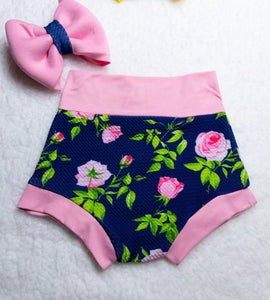 Spring Pink and Navy Baby Bummie Set