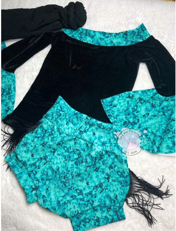 Breath Taking Marble Jade Western Bummie and Bell Sleeve Outfit