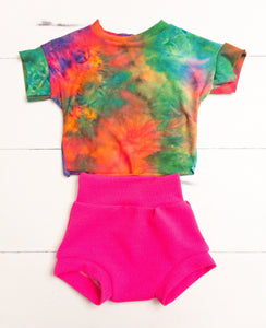 Pink Bummie and Tie Dye Dolman Baby Outfit