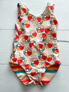 Beach Ball and Summer Stripe Reversible Baby Swimsuit