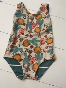 Western Cactus Reversible Baby Girl Swimsuit