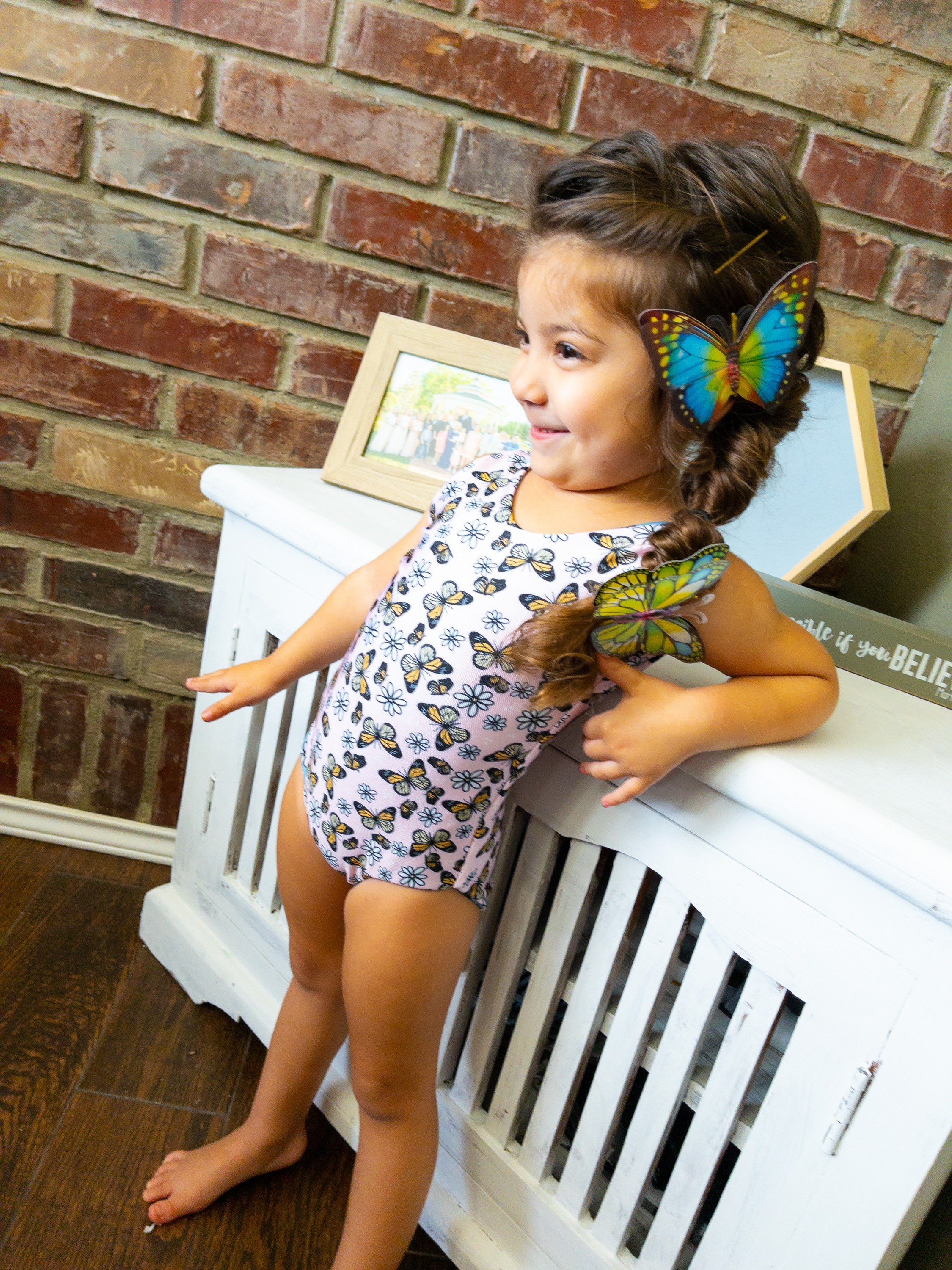 Boho Butterflies Baby Girl Reversible One Piece Swimsuit