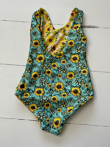 Sunflower Floral Reversible One Piece Swimsuit