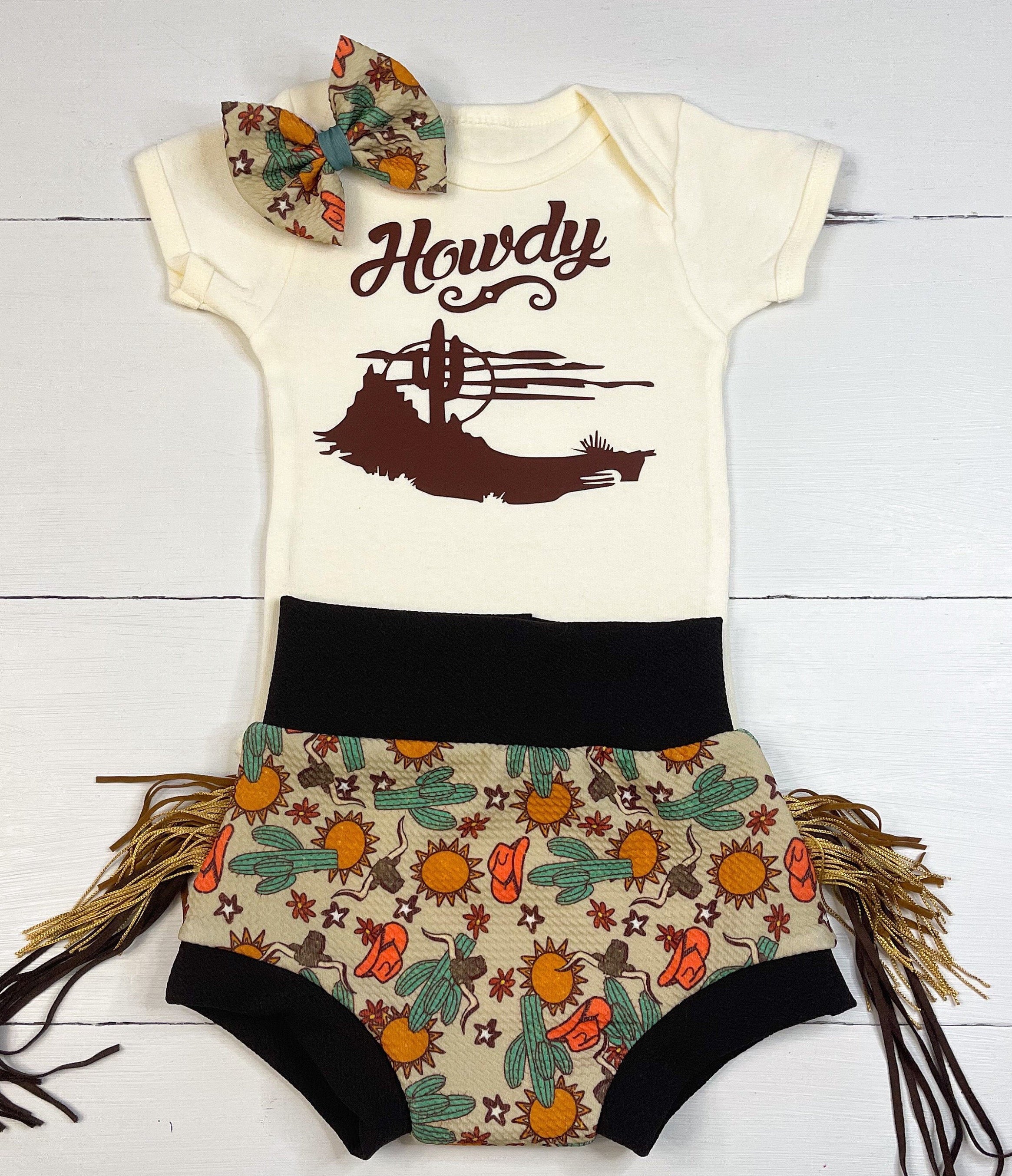 Howdy Ya’ll Western Cactus Baby Outfit